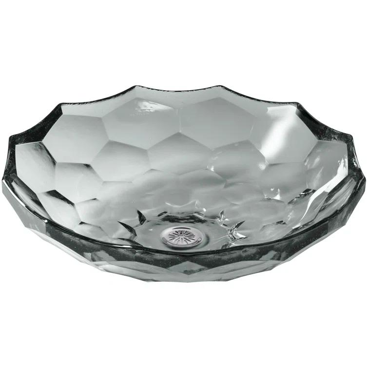 Kohler Briolette, Artist Editions Oval Faceted Glass Bathroom Vessel Sink