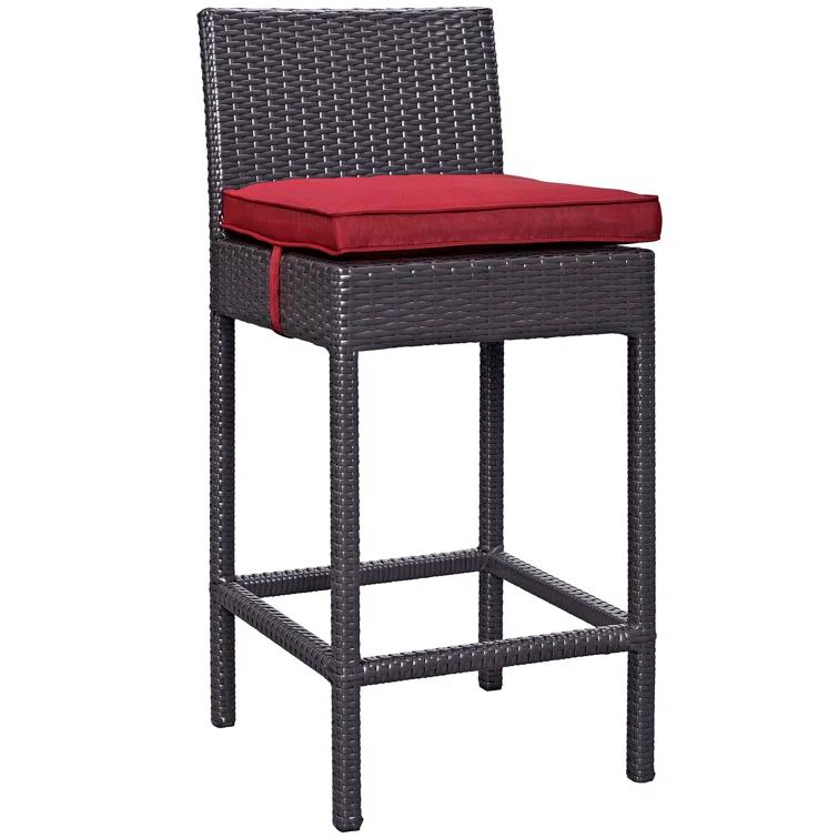 Modway Modway Lift Wicker Rattan Outdoor Patio Two Bar Stools with Cushions in Espresso (Set of 2)