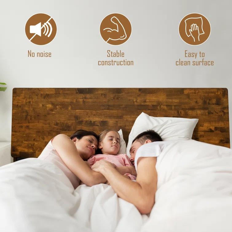 Serenity Premium Solid Wood Bed Frame with Headboard, Scandinavian Signature High Headboard Wood Bed, 800 lb Capacity, No Box Spring Needed, Fits All Mattresses, 5-Year Warranty