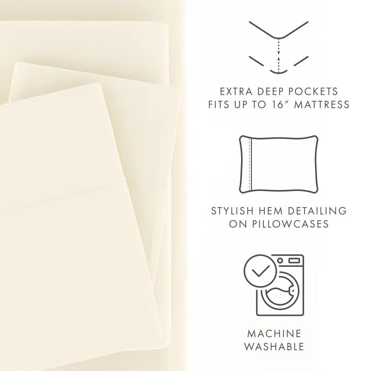 Becky Cameron 1800 Series Double-Brushed Microfiber 4 Piece Sheet Set