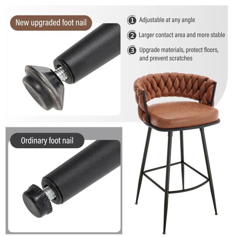 Corrigan Studio® Kymberlynn Swivel Upholstered Low Back Bar & Counter Stool With Metal Frame (Set of 2)