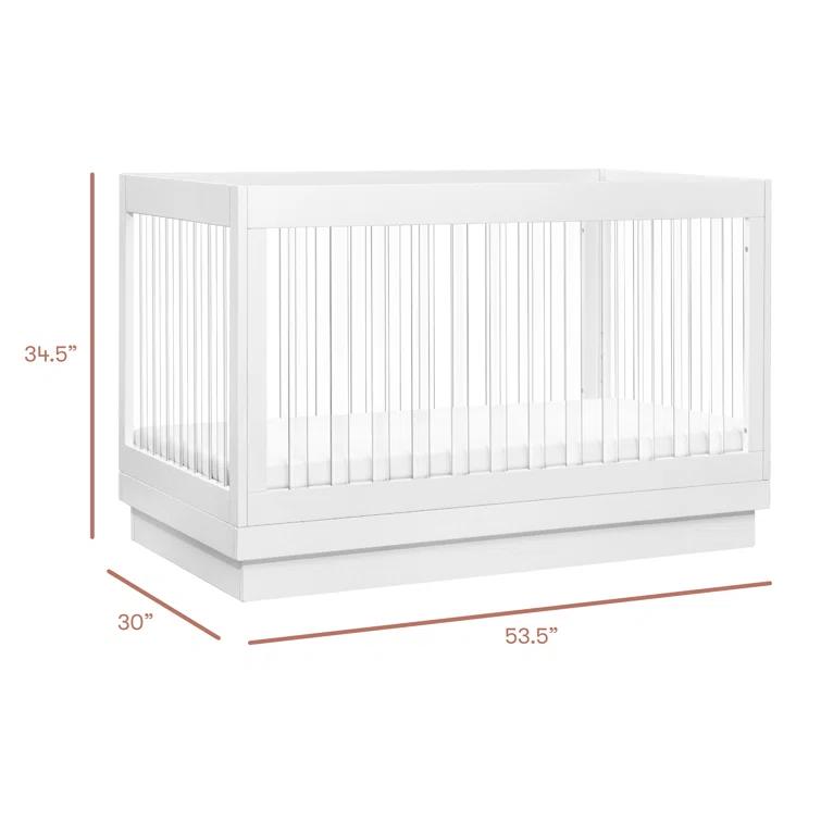 Babyletto Harlow White Acrylic 3-in-1 Convertible Baby Crib with Toddler Bed Conversion Kit