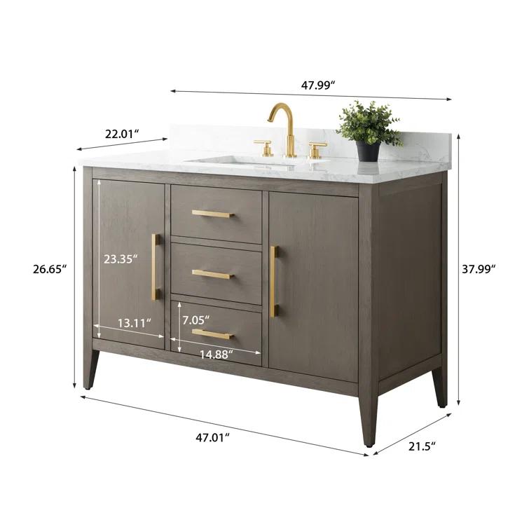 48'' Single Bathroom Vanity with Engineered Marble Top