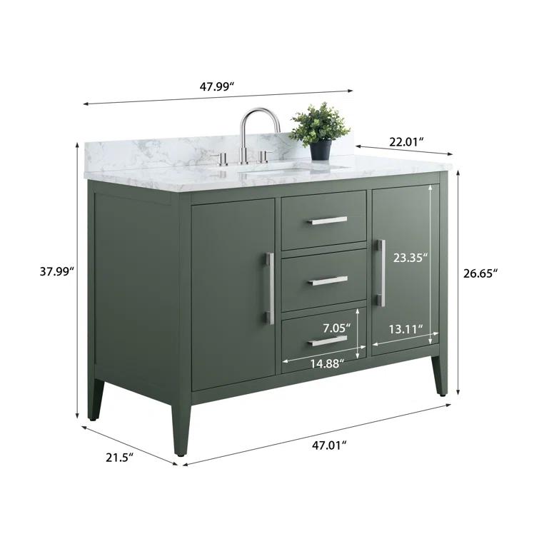 48'' Single Bathroom Vanity with Engineered Marble Top