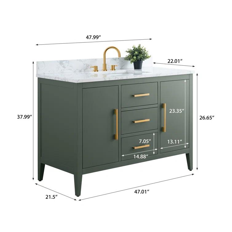 48'' Single Bathroom Vanity with Engineered Marble Top