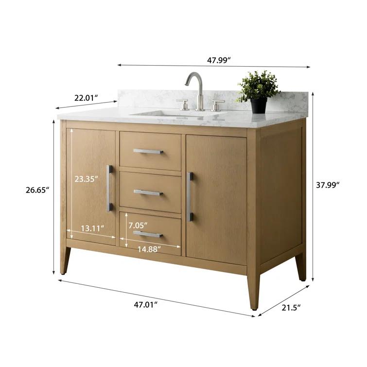 48'' Single Bathroom Vanity with Engineered Marble Top