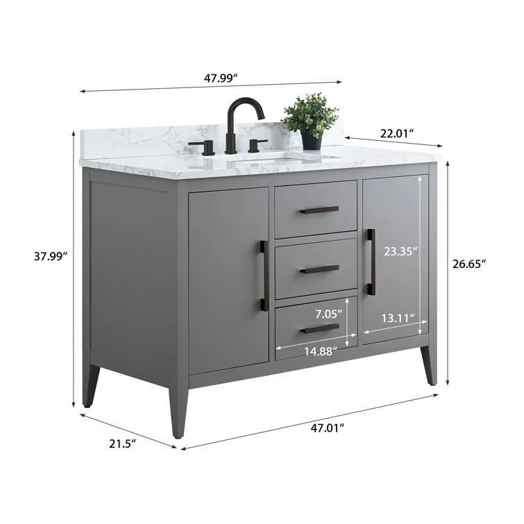 48'' Single Bathroom Vanity with Engineered Marble Top