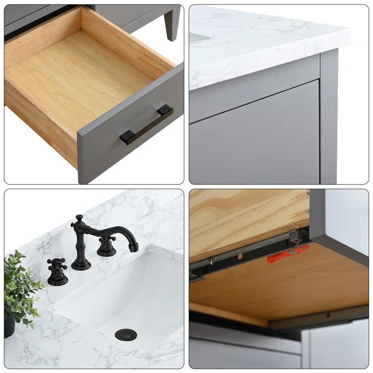 48'' Single Bathroom Vanity with Engineered Marble Top