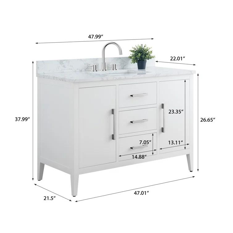 48'' Single Bathroom Vanity with Engineered Marble Top