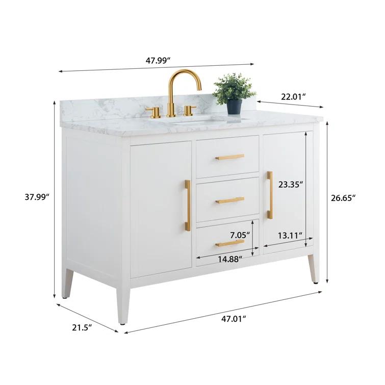 48'' Single Bathroom Vanity with Engineered Marble Top