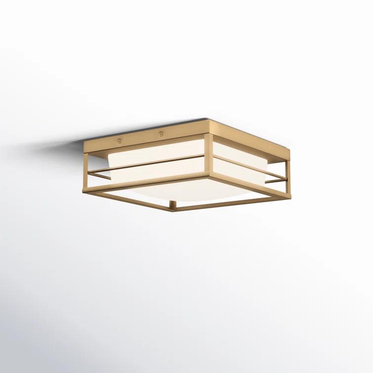 Dearborn Satin Brass LED Flush Mount with Etched Opal Glass
