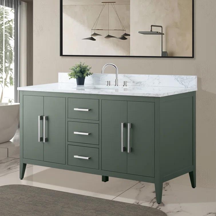 60'' Single Bathroom Vanity with Engineered Marble Top
