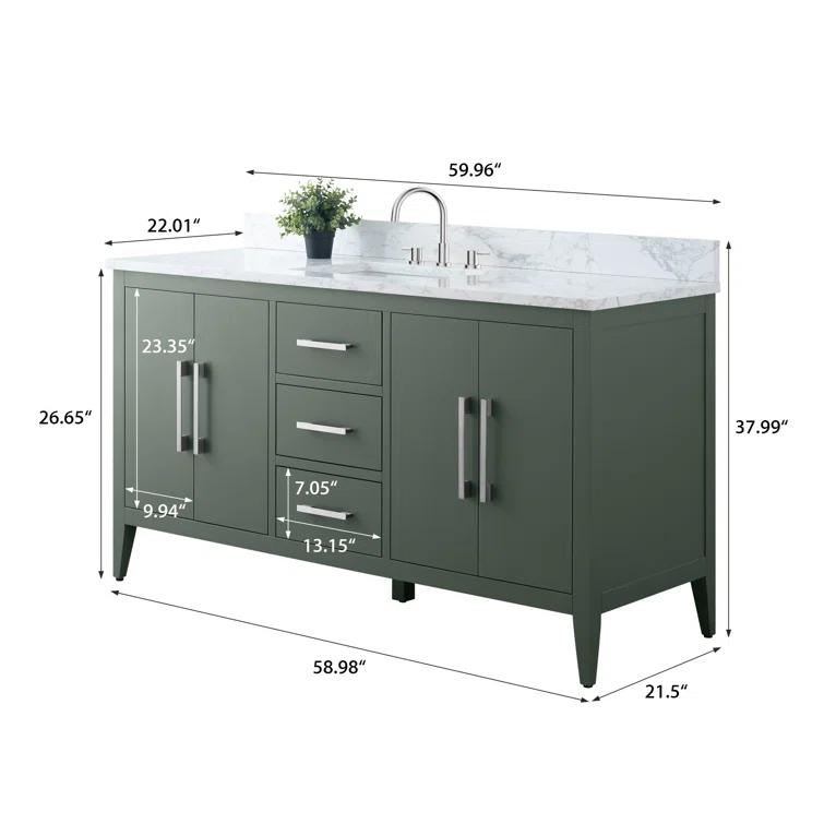 60'' Single Bathroom Vanity with Engineered Marble Top