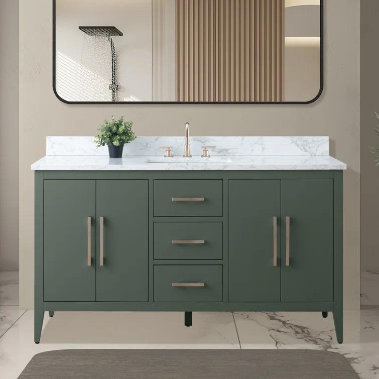 60'' Single Bathroom Vanity with Engineered Marble Top