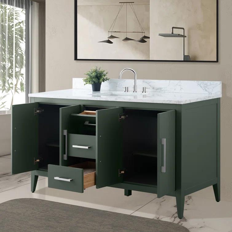 60'' Single Bathroom Vanity with Engineered Marble Top