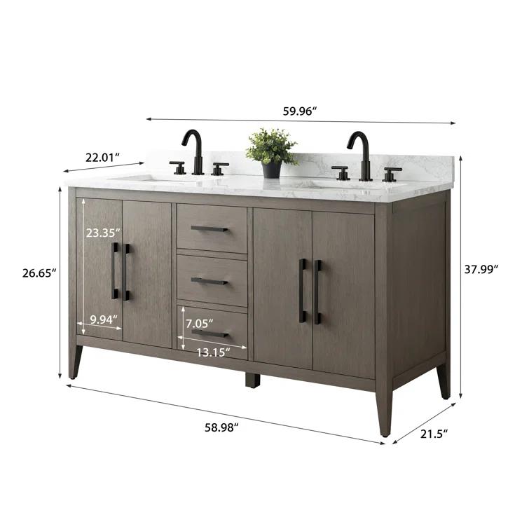 60" Double Bathroom Vanity Set