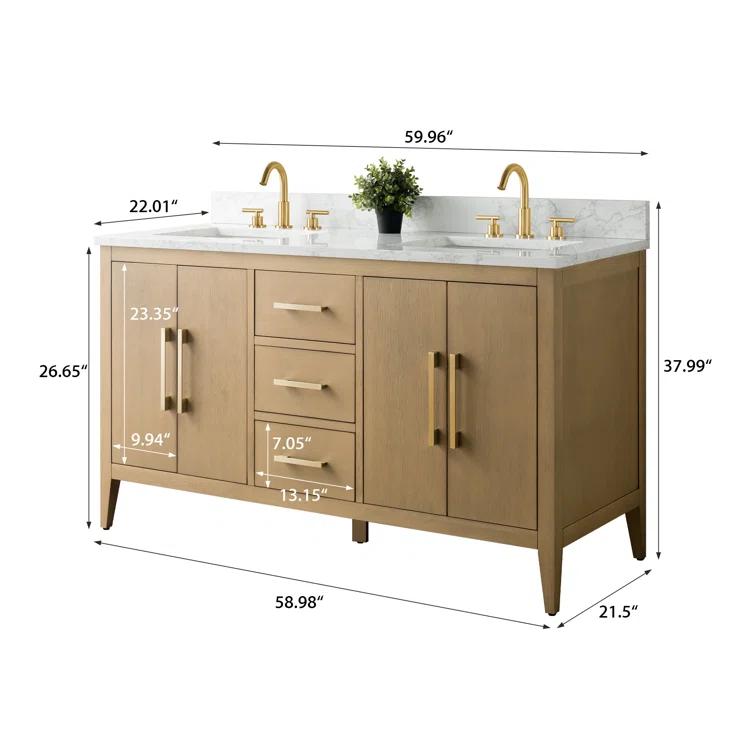 60" Double Bathroom Vanity Set