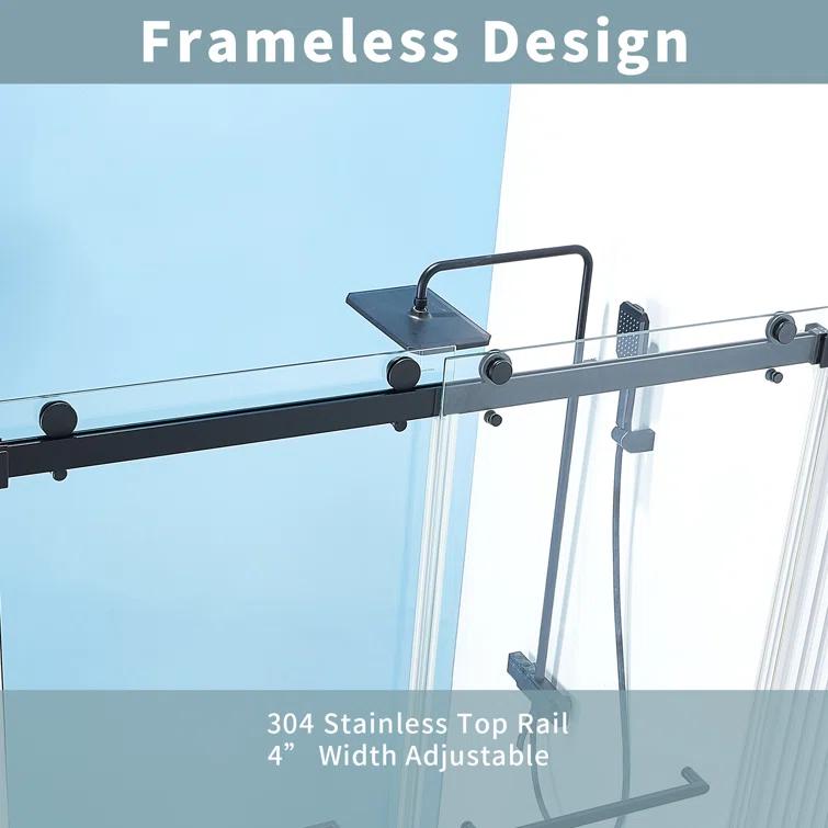56-60 In. X 76 In Double Sliding Shower Door, 5/16 In Clear Tempered Glass Easy-Clean Coating Chrome