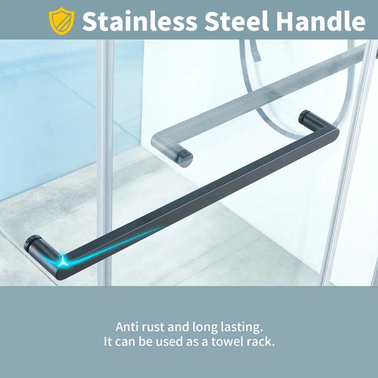 56-60 In. X 76 In Double Sliding Shower Door, 5/16 In Clear Tempered Glass Easy-Clean Coating Chrome