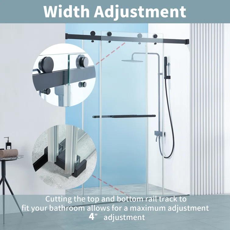 56-60 In. X 76 In Double Sliding Shower Door, 5/16 In Clear Tempered Glass Easy-Clean Coating Chrome