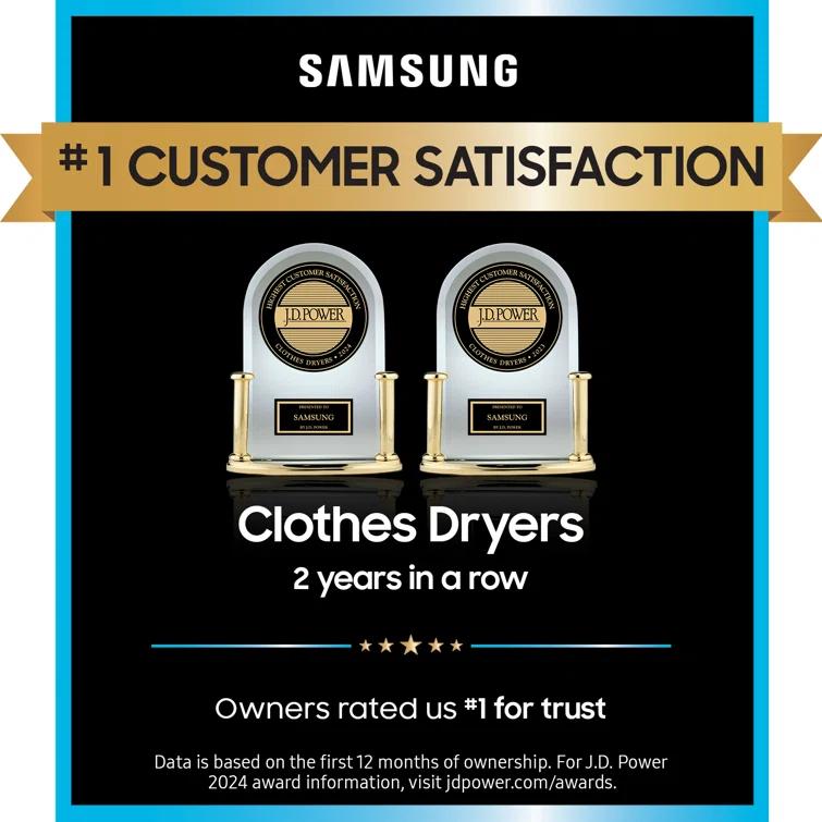 Samsung 7.2 cu. ft. Electric Dryer with Sensor Dry and 8 Drying Cycles