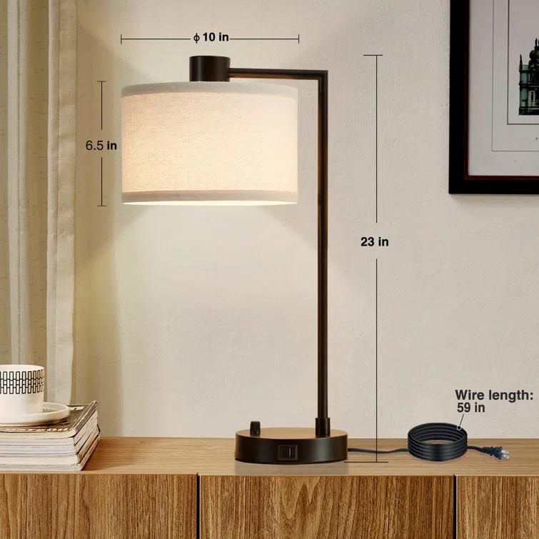 Mercer41 Navreet Table Lamp Set with USB C+A Charging Ports Fully Stepless Dimmable Bedside Lamp (Bulbs Included)  (Set of 2)