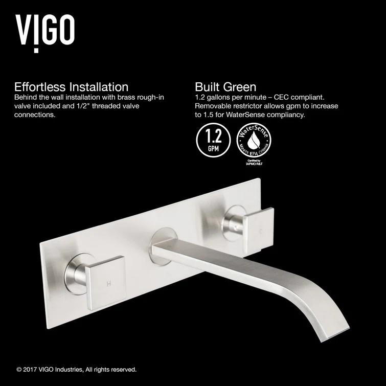Titus 3" H Two Handle WaterSense Wall Mount Bathroom Faucet