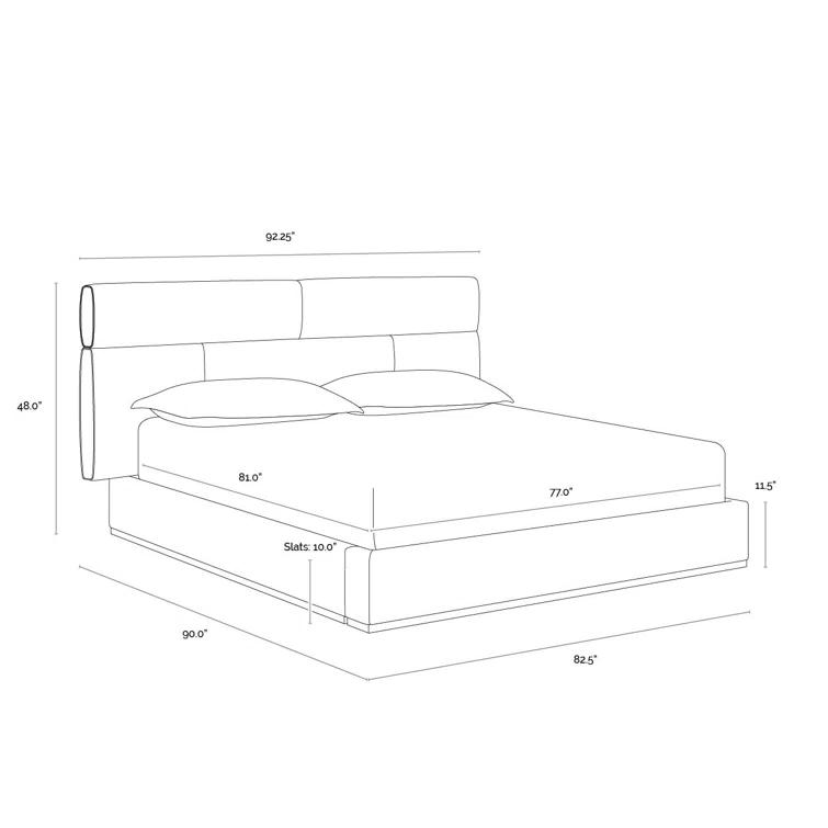 Cream King Platform Bed with Metal Frame and Headboard