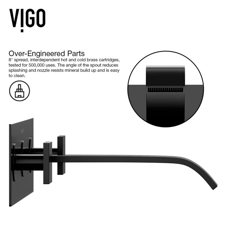 Titus 11" W Two Handle WaterSense Wall Mount Bathroom Faucet