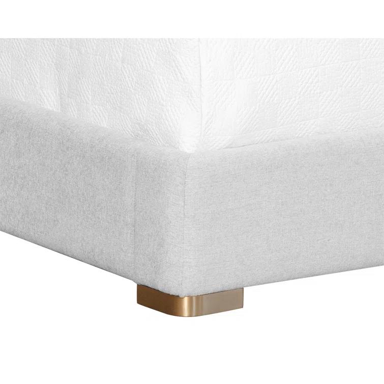 King Silver Upholstered Platform Bed with Metal Frame