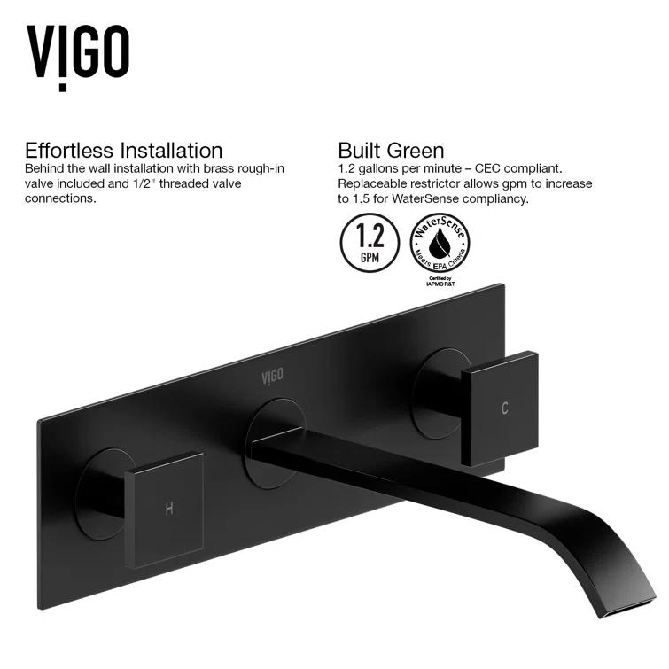 Titus 11" W Two Handle WaterSense Wall Mount Bathroom Faucet