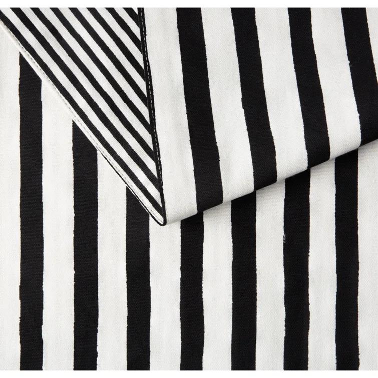 kate spade new york KATE SPADE NEW YORK Hand Painted Shirting Stripe Table Runner 15"x72" Silver/White