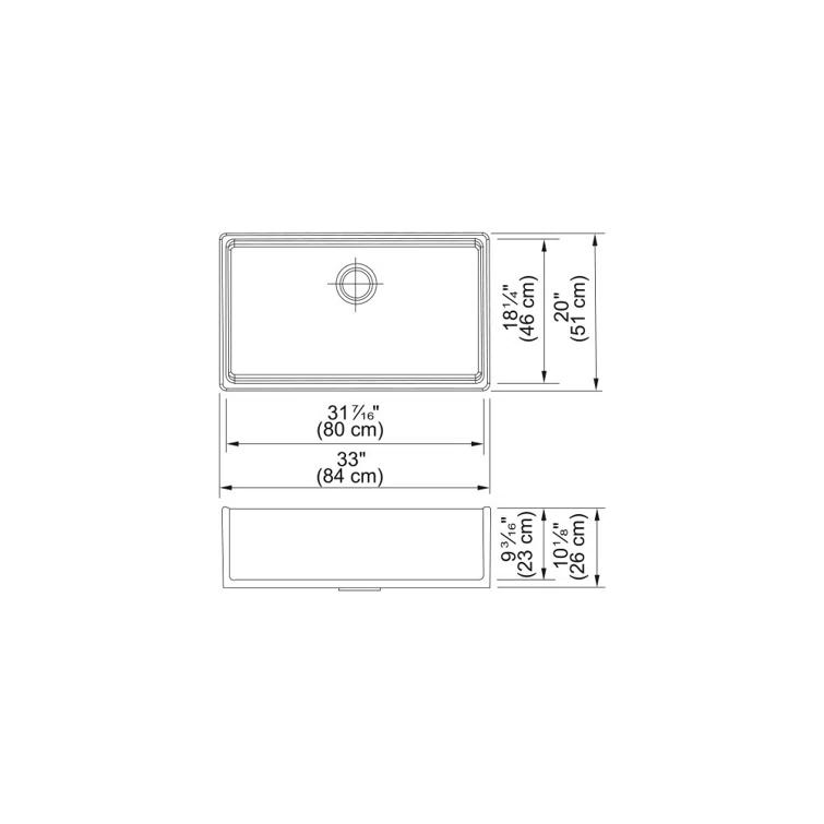 Farmhouse 33" L x 20" W Apron Kitchen Sink