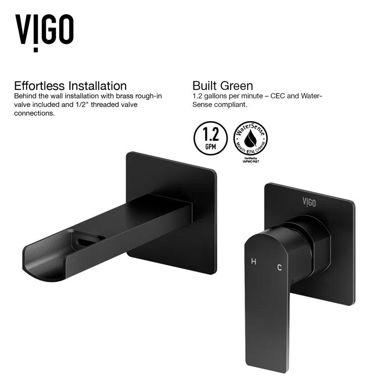 Atticus 5" H Single Handle WaterSense Wall Mount Bathroom Faucet