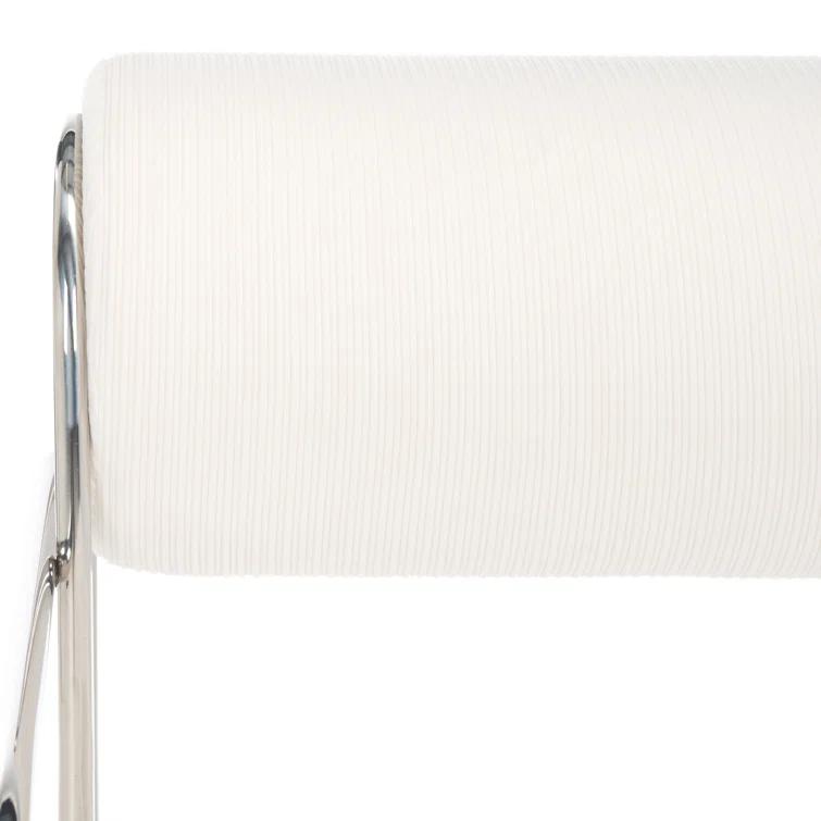 Safavieh Bethann Stainless Steel Frame Accent Chair in White / Silver