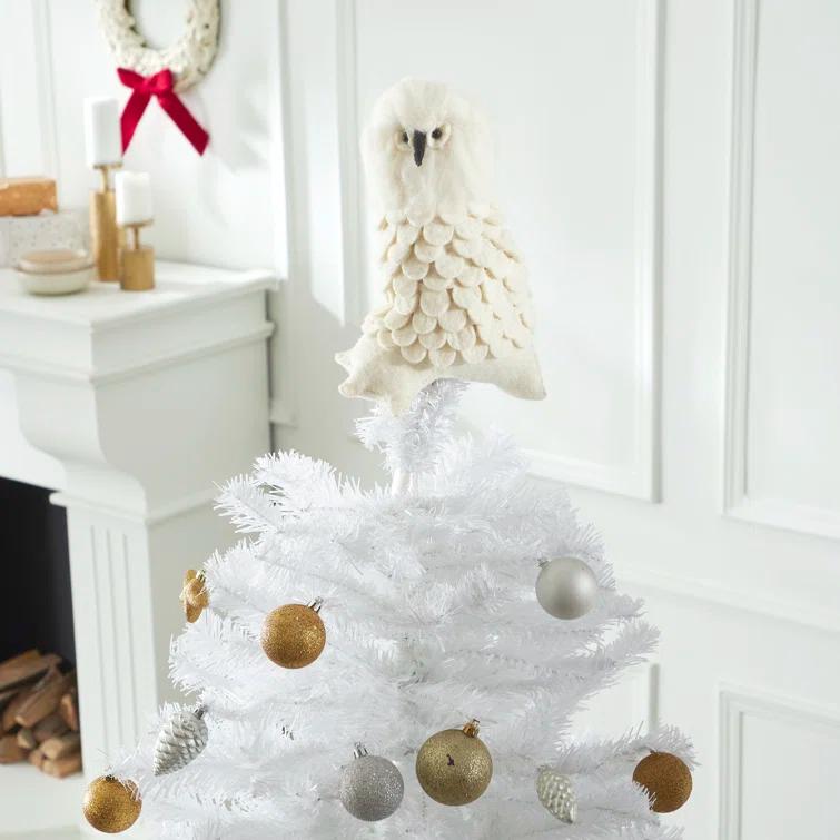 Arcadia Home Snowy Owl Handmade Hand Felted Wool Christmas Tree Topper