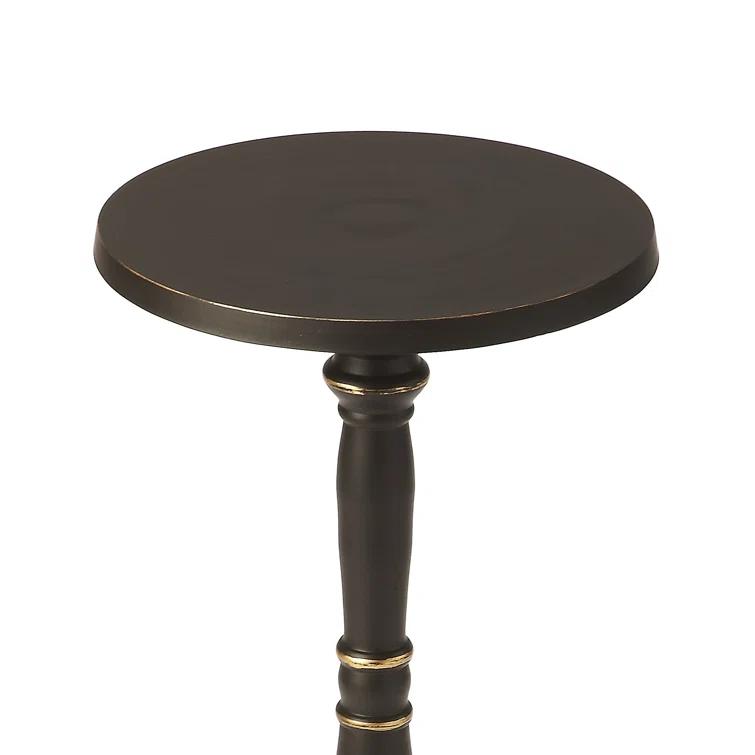 Langford Round Black and Gold Metal Side Table