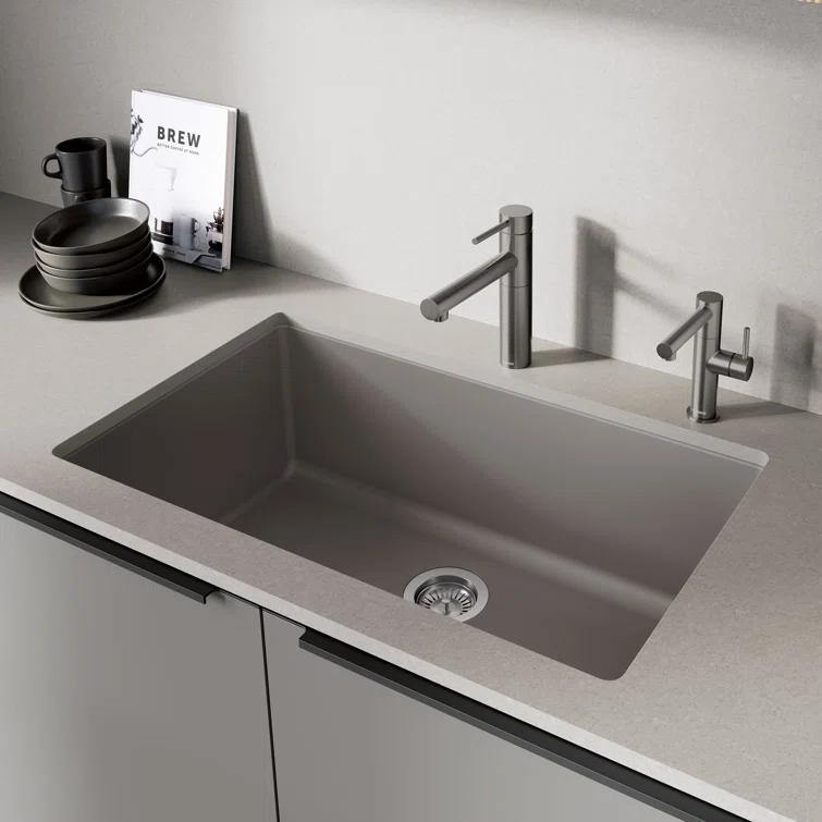 Precis SILGRANIT 32" L X 19" W Super Single Undermount Kitchen SInk