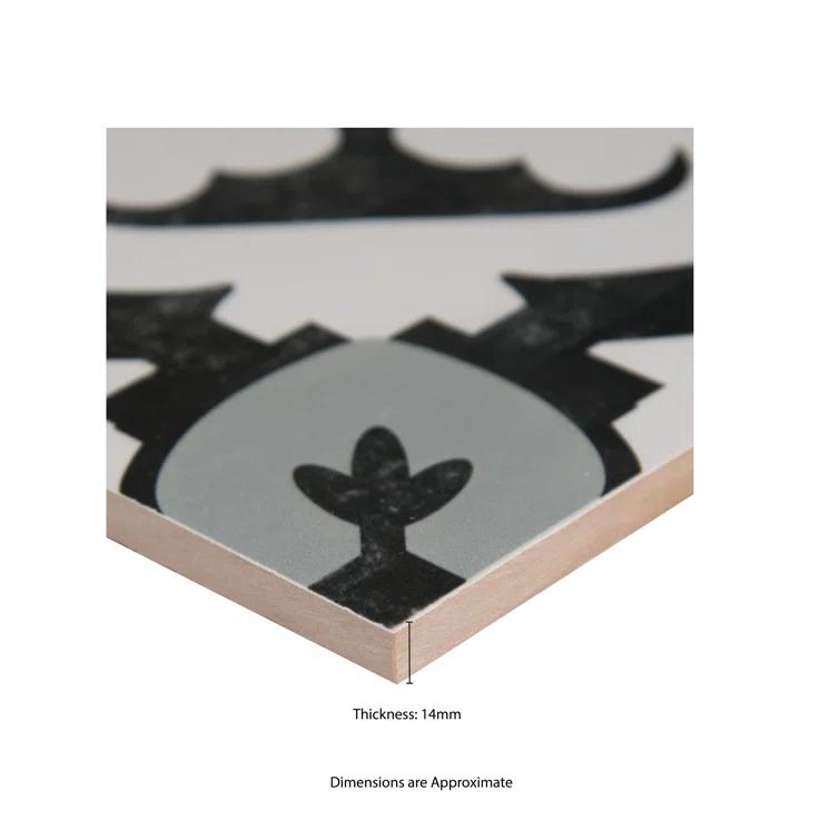 Amara 8" x 8" Encaustic Look Matte Porcelain Floor & Wall Tile
