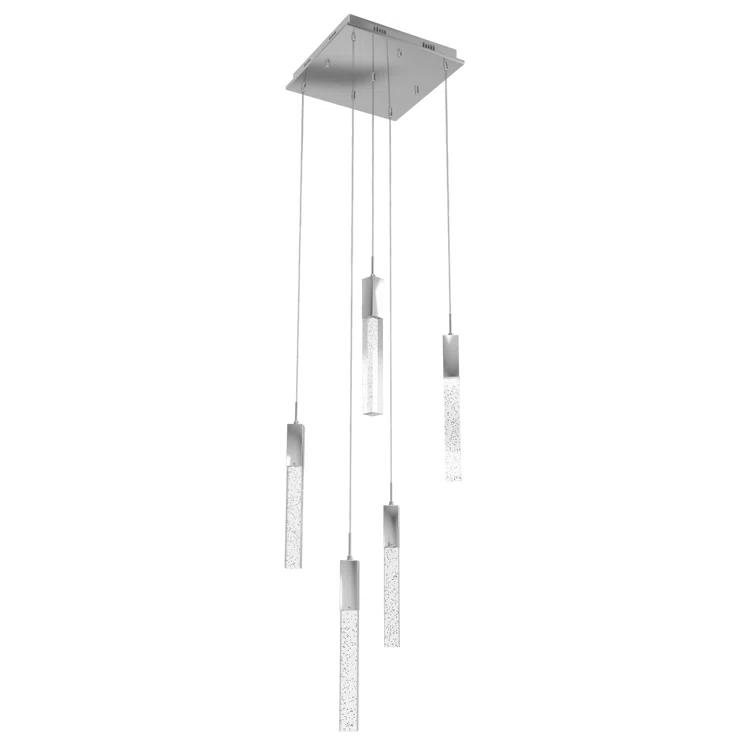 Glacier 5-Light Chrome LED Glass Pendant