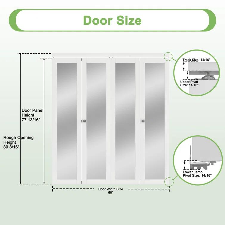 CHIC MODE Double Bifold Doors 3 Lite Frosted Glass Solid Manufactured Wood Prefinished Folding Door & Reviews | Wayfair