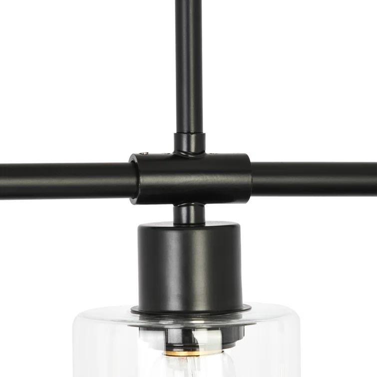 Delmis 3 - Light Kitchen Island Pendant Rustic Linear Chandelier with Clear Glass Shades