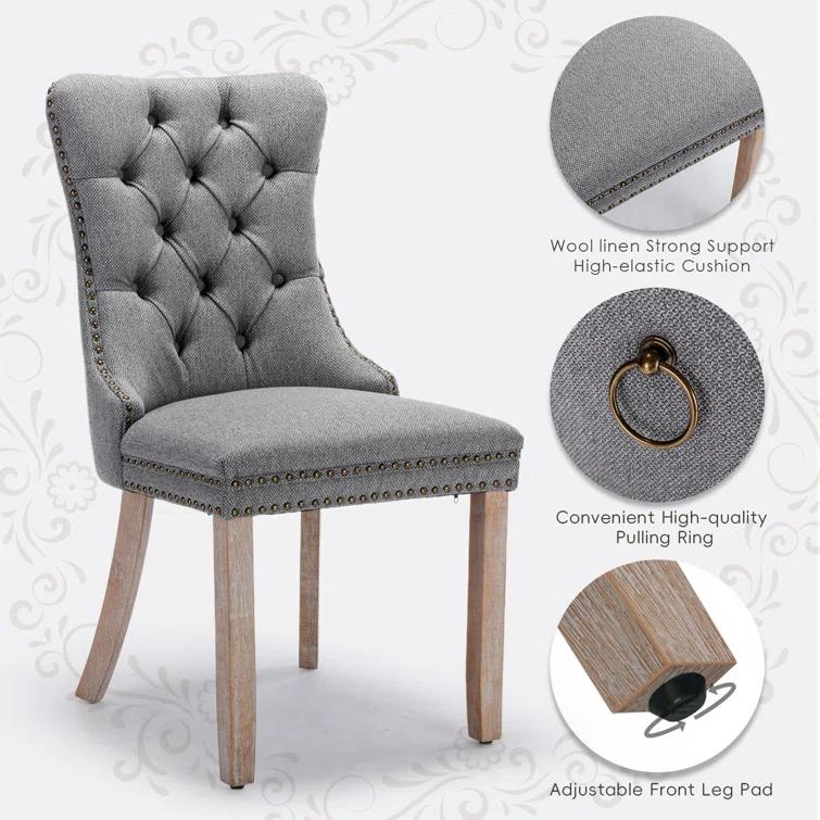 High-end Tufted Velvet Upholstered Nailhead Dining Chair