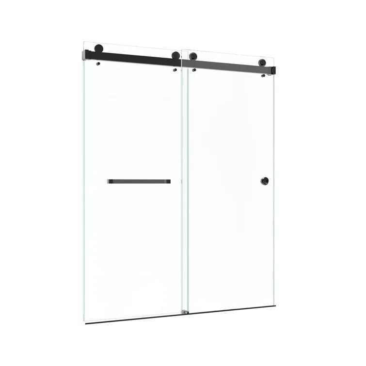 KOBIWORKS Kw03 60 In. W X 76 In. H Single Sliding Frameless Shower Door With 3/8 In. Clear Glass KW036076BL