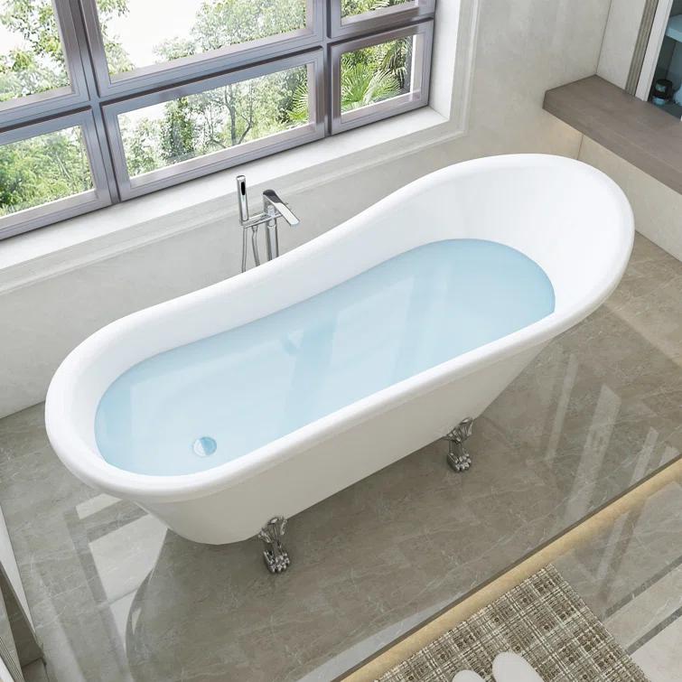 68.9" x 31" Clawfoot Soaking Acrylic Bathtub