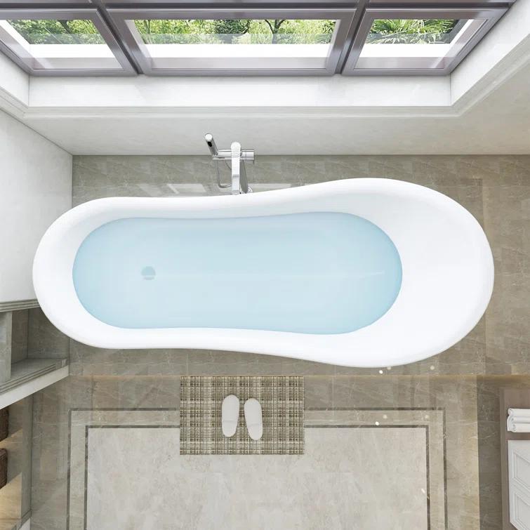 68.9" x 31" Clawfoot Soaking Acrylic Bathtub