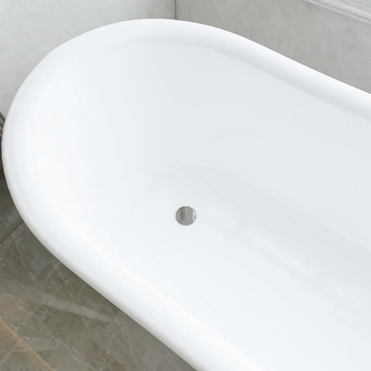 68.9" x 31" Clawfoot Soaking Acrylic Bathtub