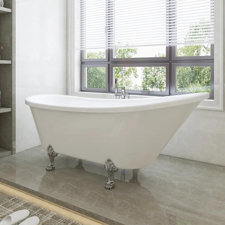 68.9" x 31" Clawfoot Soaking Acrylic Bathtub