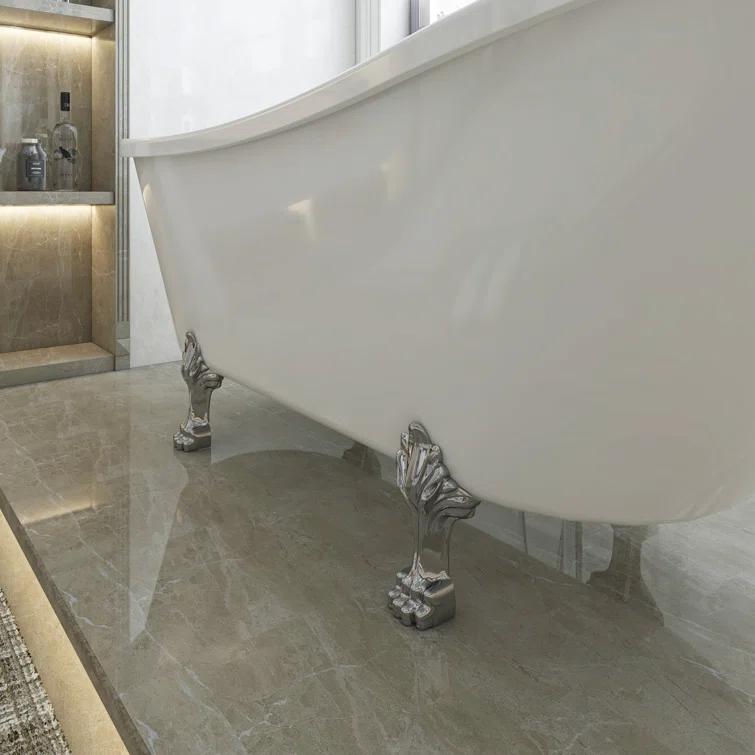 68.9" x 31" Clawfoot Soaking Acrylic Bathtub