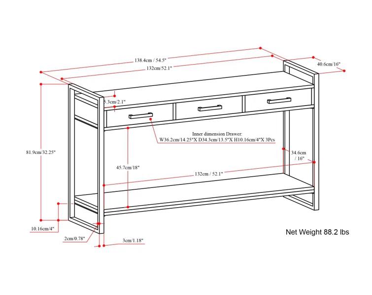 Riverside 54.3'' Solid Wood Console Table